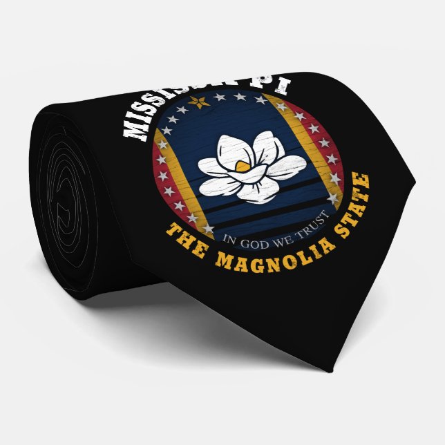 CRAVATE DRAPEAU D'ÉTAT DE MISSISSIPPI MAGNOLIA (Roulé)