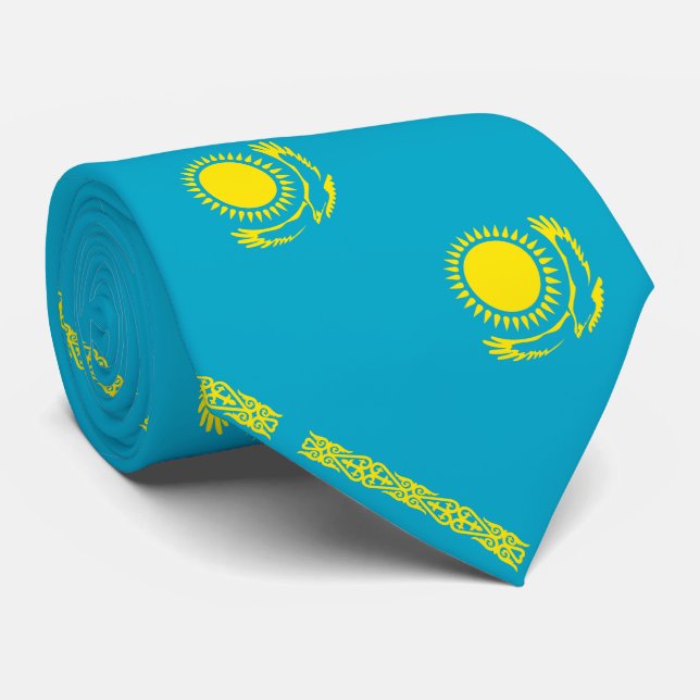 Cravate Drapeau du Kazakhstan (Roulé)