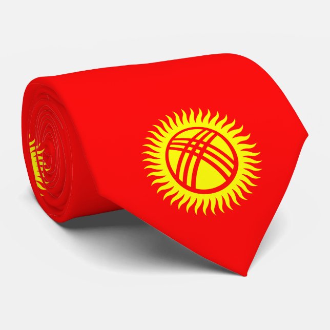 Cravate Drapeau du Kirghizistan (Roulé)