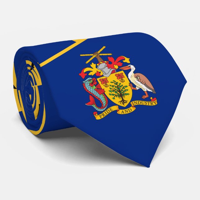 Cravate Drapeau et armoiries de la Barbade (Roulé)