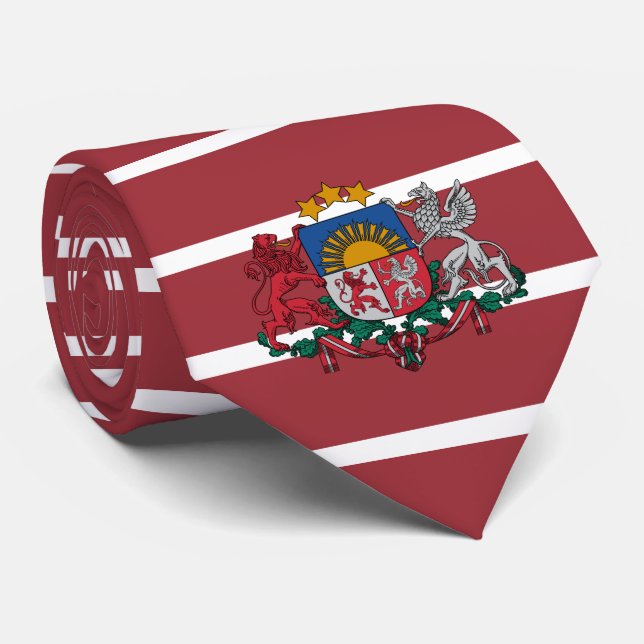 Cravate Drapeau et armoiries de Lettonie (Roulé)