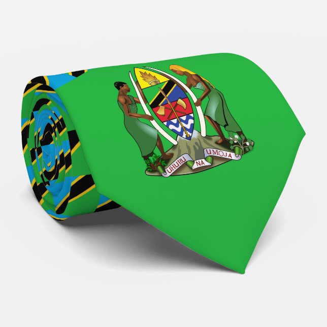 Cravate Drapeau et armoiries de Tanzanie (Roulé)