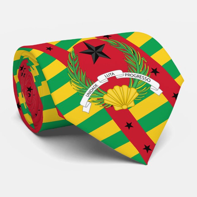 Cravate Drapeau et Emblème Bissau-Guinée, Guinée-Bissau (Roulé)