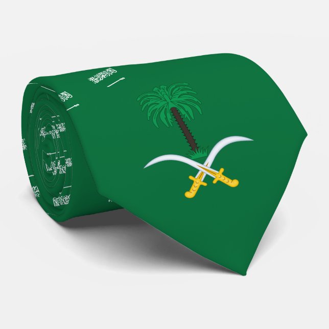 Cravate Drapeau et emblème de l'Arabie saoudite (Roulé)