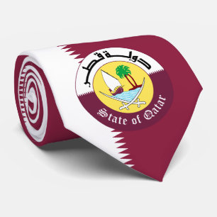 Cravate Drapeau et emblème du Qatar