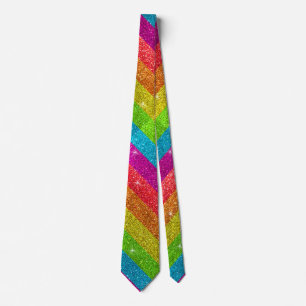 Cravate Drapeau gay pride Arc-en-ciel Parties scintillant 