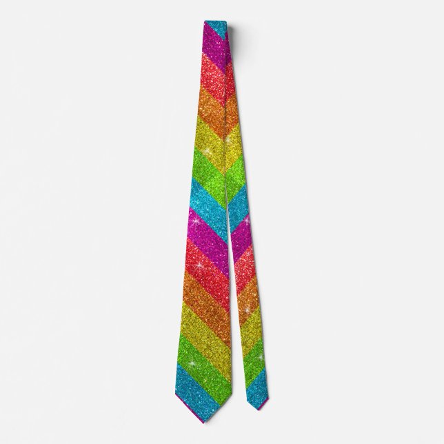 Cravate Drapeau gay pride Arc-en-ciel Parties scintillant  (Devant)