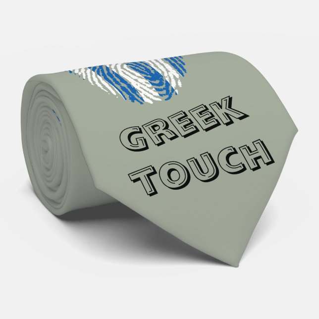 Cravate Drapeau grec d'empreinte digitale de contact (Roulé)