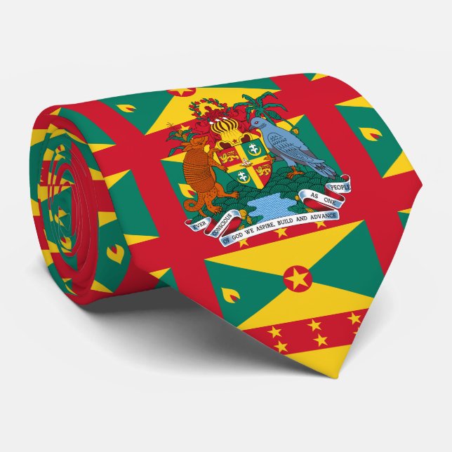 Cravate Drapeau grenadien et armoiries, Drapeau de la Gren (Roulé)