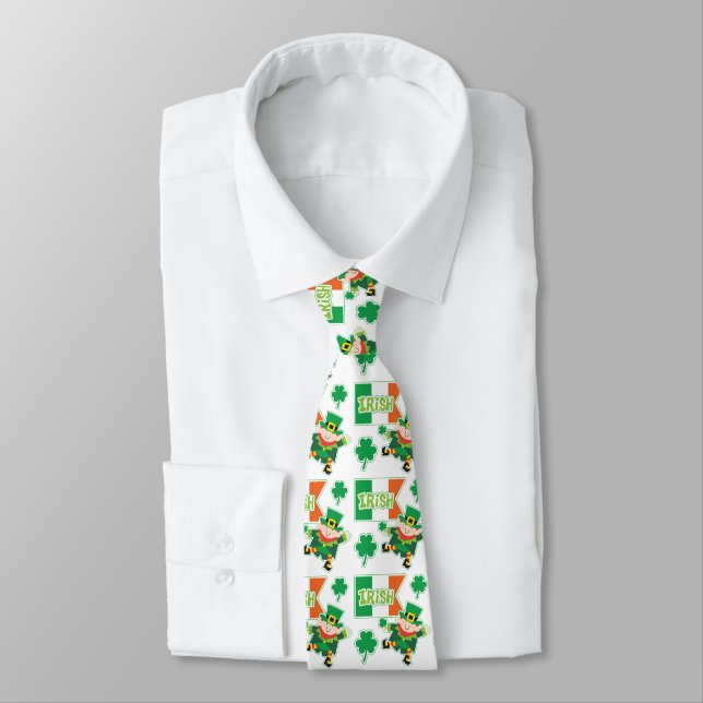Cravate Drapeau irlandais Leprechaun Motif (Attaché)