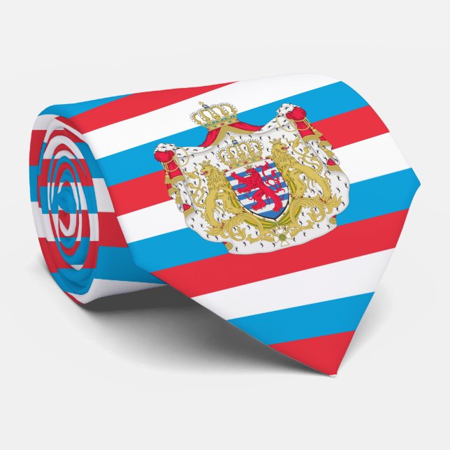 Cravate Drapeau luxembourgeois et armoiries, Luxembourg (Roulé)