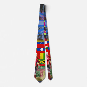 Cravate Drapeau mondial en détresse Glitch Collage abstrai