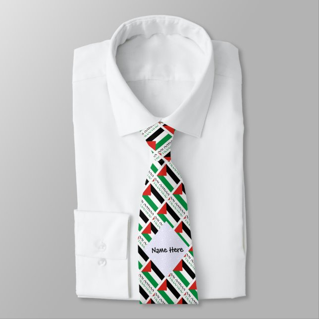 Cravate Drapeau palestinien avec votre Nam (Attaché)