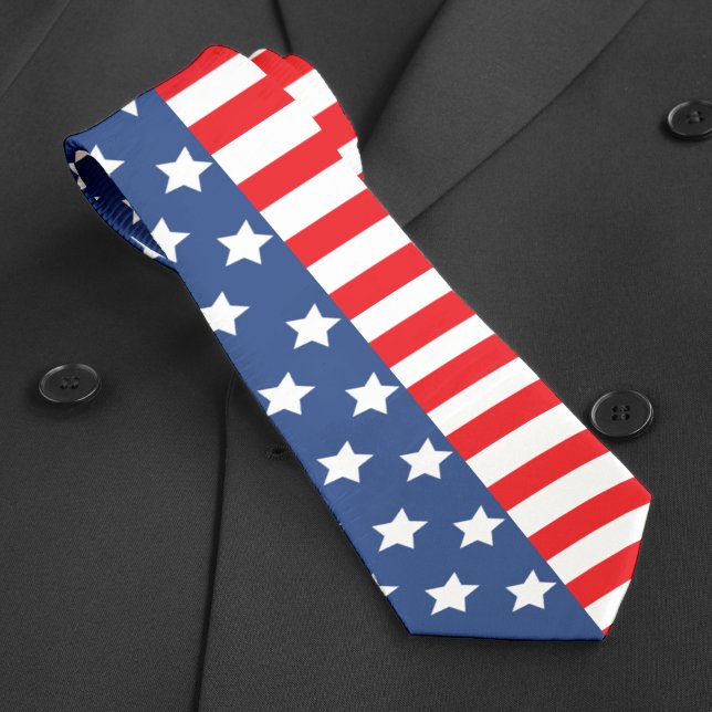 Cravate Drapeau Patriotique Rouge Blanc & Bleu USA America (USA American flag tie)