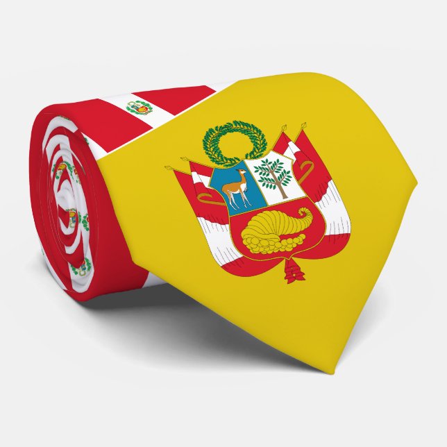 Cravate Drapeau péruvien et armoiries, Drapeau du Pérou (Roulé)