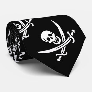 Cravate Drapeau pirate crâne épées croisées