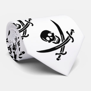 Cravate Drapeau pirate crâne épées croisées