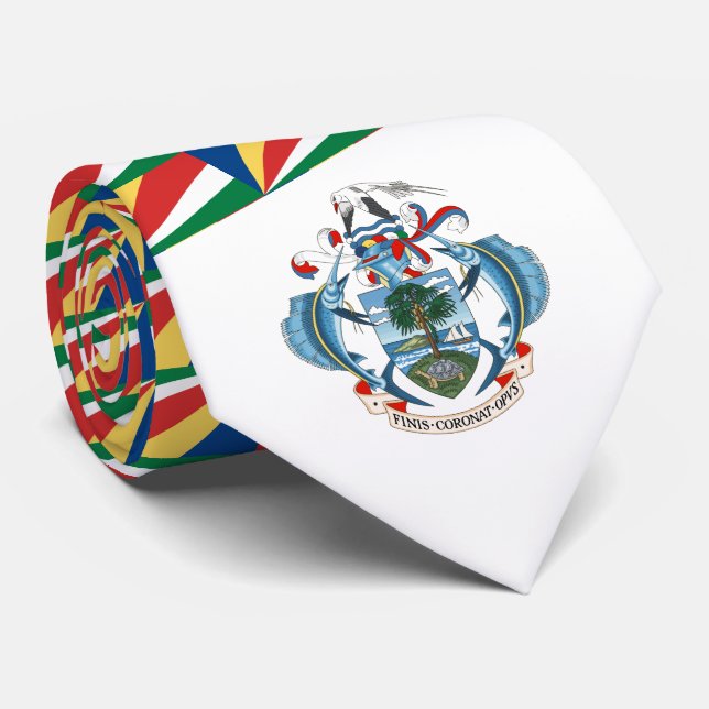 Cravate Drapeau seychellois et armoiries, Seychelles (Roulé)