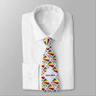 Cravate Drapeau Seychellois Seychelles Carreaux Noir Perso
