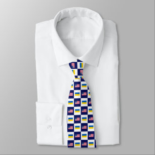 Cravate Drapeau USA & Ukraine Motif Drapeau