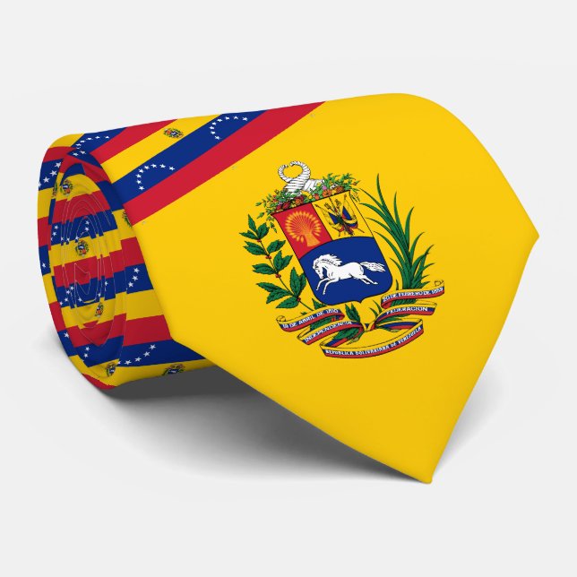 Cravate Drapeau vénézuélien et armoiries, Drapeau du Venez (Roulé)