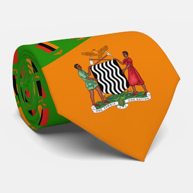 Cravate Drapeau zambien et armoiries, Drapeau de la Zambie (Roulé)