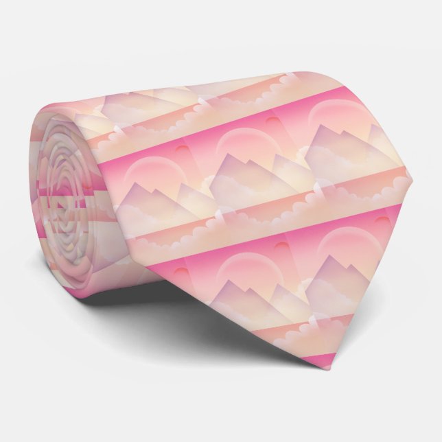 Cravate Dreamy Pastel Motif paysager (Roulé)