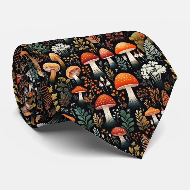 Cravate drôle avec Motif de champignons (Roulé)