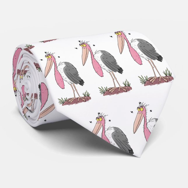 Cravate Drôle dessin animé de cigogne en marabou (Roulé)