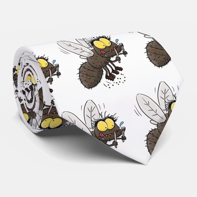 Cravate Drôle dessin animé d'insecte de la mouche à cheval (Roulé)