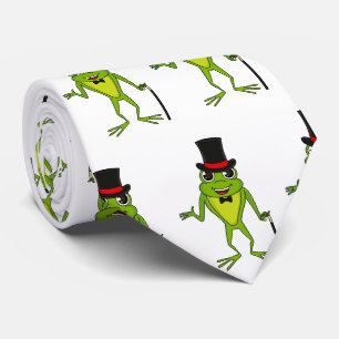 Cravate Drôle grenouille avec chapeau dessus dessin animé