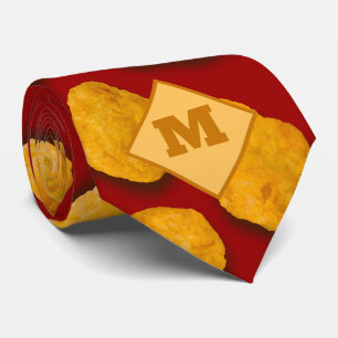 Cravate Drôle Monogramme Poulet Nugget Motif Gag Cadeau