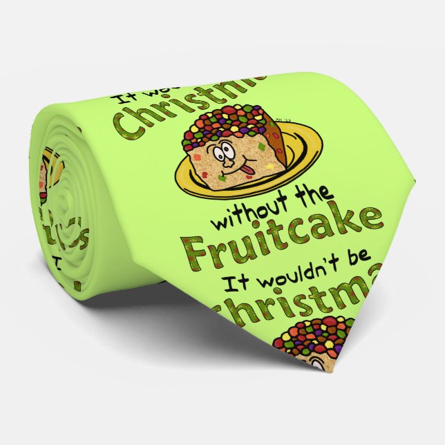 Cravate Drôle Noël Cartoon Fruitcake (Roulé)