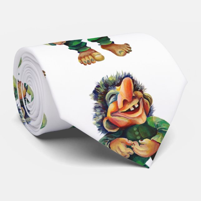 Cravate Drôle personnage de dessin amusant Troll Quirky No (Roulé)