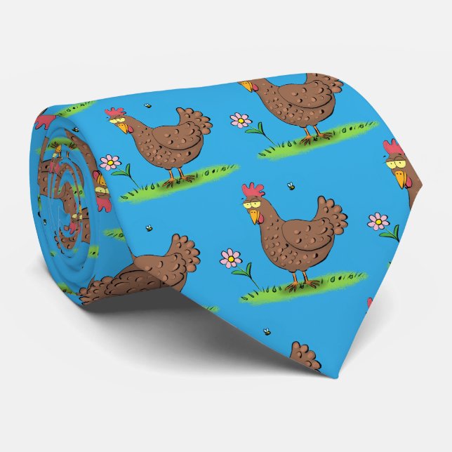 Cravate Drôle poulet rustique whimsical dessin animé (Roulé)