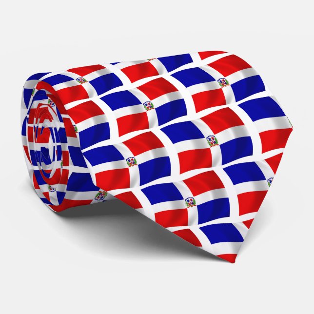 Cravate du drapeau de la République dominicaine (Roulé)