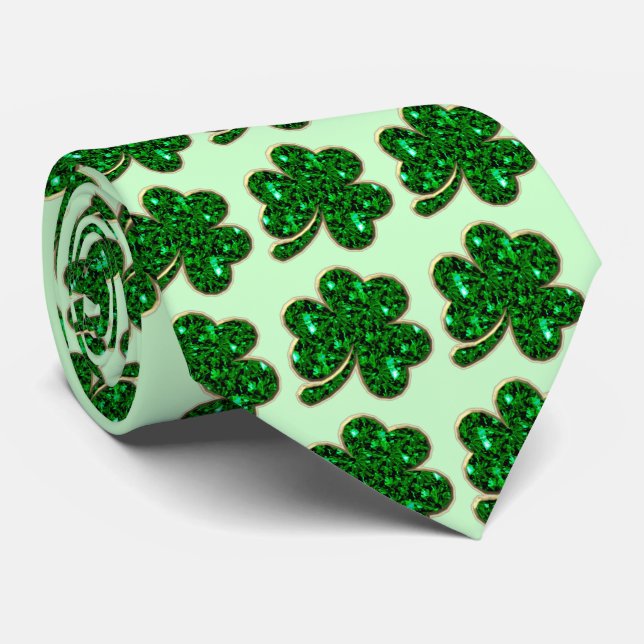 Cravate du jour de St Patrick vert de shamrock (Roulé)