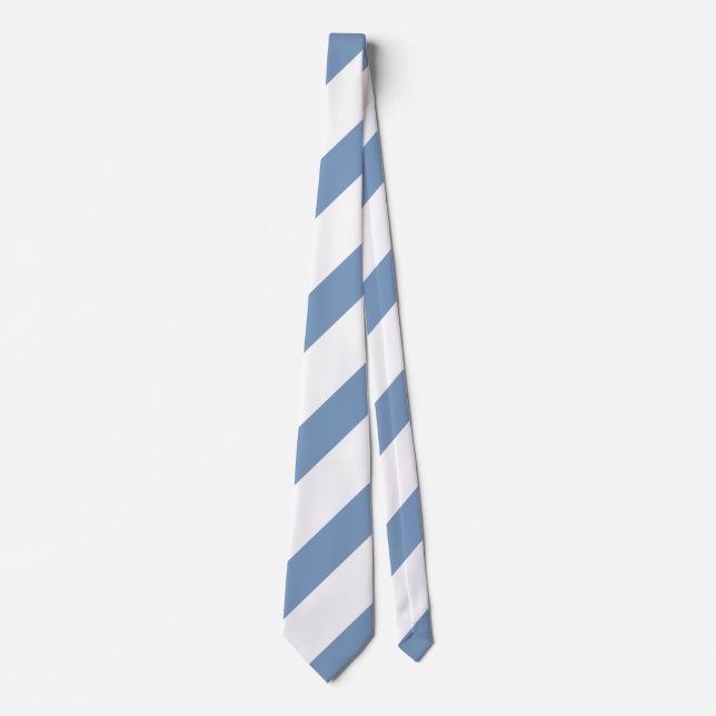 Cravate Dusty Blue and White Stripes  (Devant)