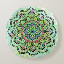 Cravate-Dye Mandala Méditation Coussin ronde