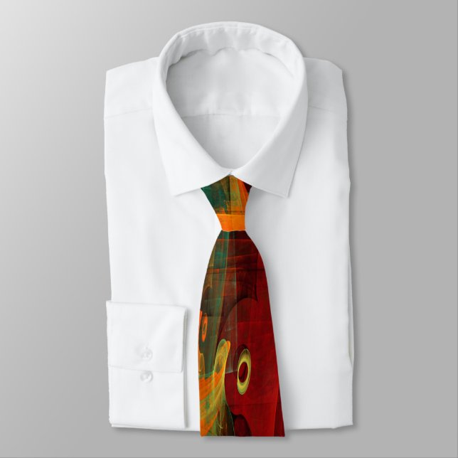 Cravate Eau Orange Rouge Bleu moderne Art Abstrait Motif (Attaché)