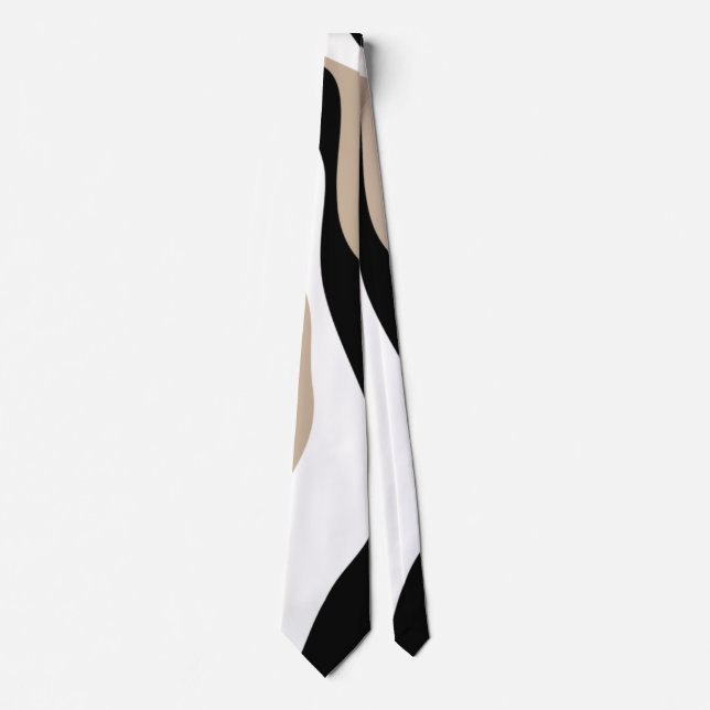 Cravate Ebb et flux 4 - Taupe, noir et blanc (Devant)