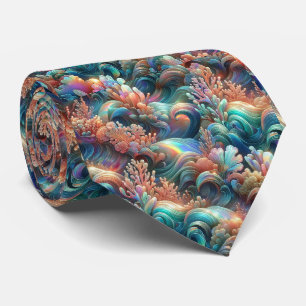 Cravate Écharpe Beach Lovers   Motif Corail Océanique Holo