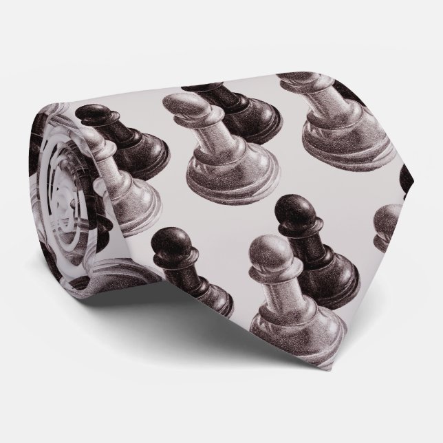 Cravate Échecs de motif de gages dessinés par crayon (Roulé)