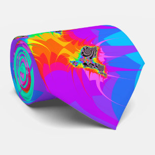 Cravate Éclaboussure en spirale d'arc-en-ciel de fractale