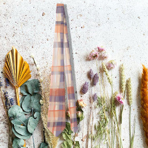 Cravate écossais écossais beige orangé chèque moderne