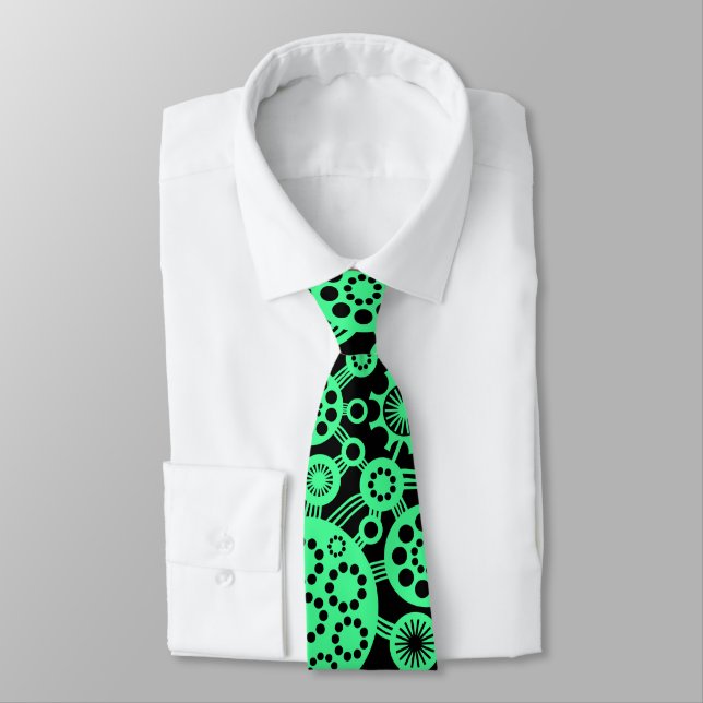 Cravate Écosystème - Mint Green sur Noir (Attaché)