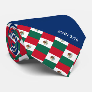 Cravate Écriture chrétienne MEXIQUE Jean 3:16 Bleu