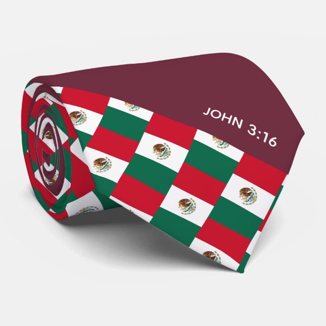 Cravate Écriture chrétienne MEXIQUE Jean 3:16 Bourgogne (Roulé)