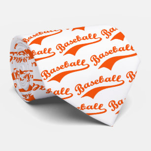 Cravate Écriture de baseball en orange