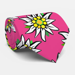 Cravate Edelweiss sur rose
